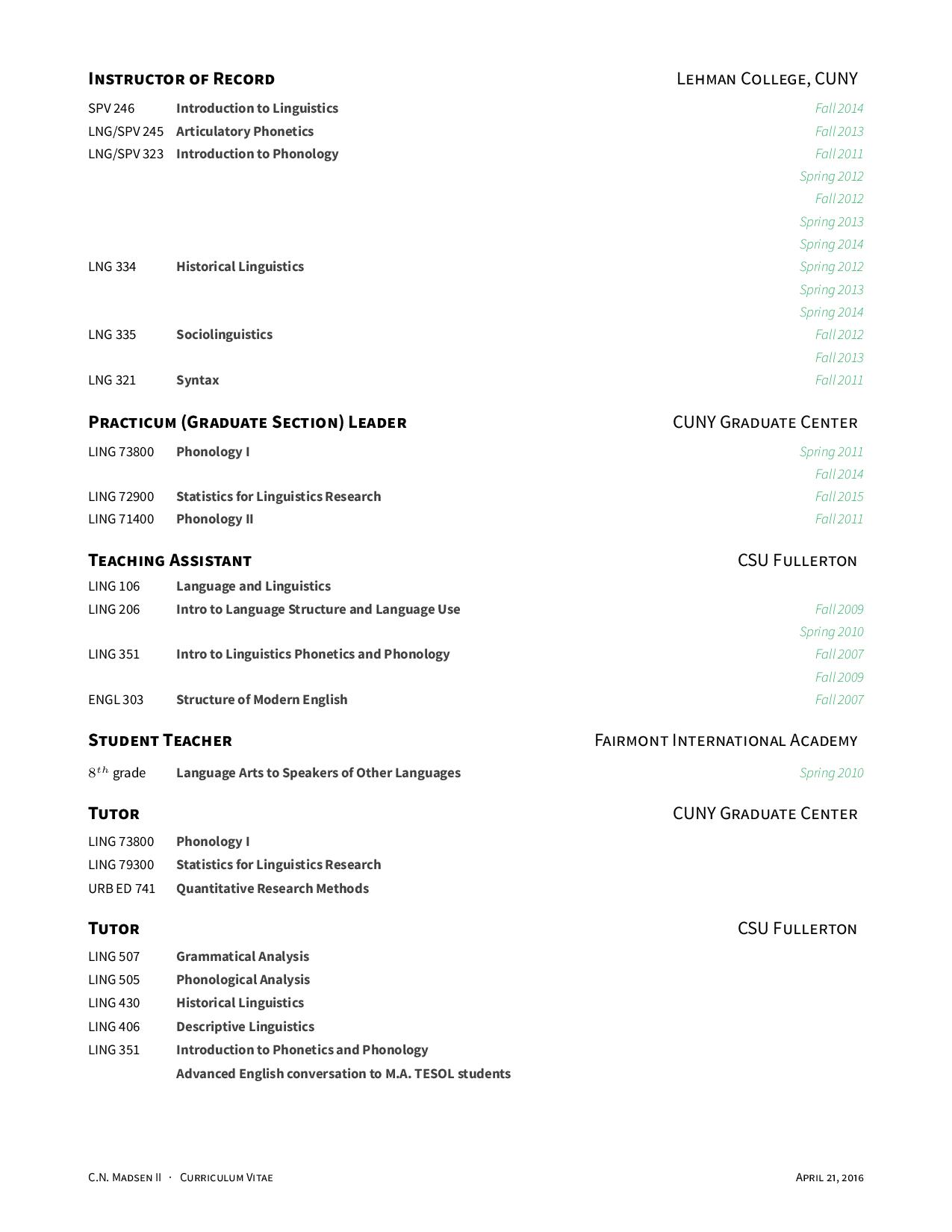 CV - Christen N Serrano Madsen II